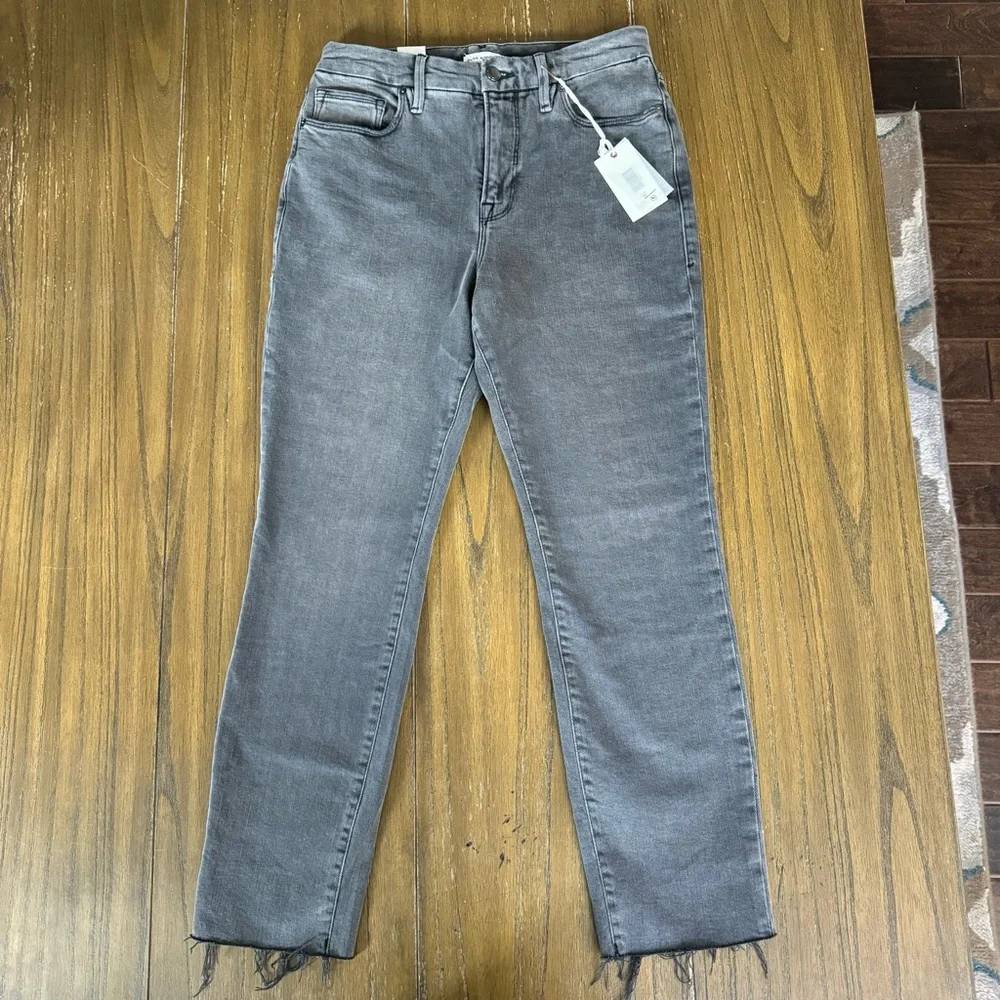 Good American Good Classic high rise black slim jeans
